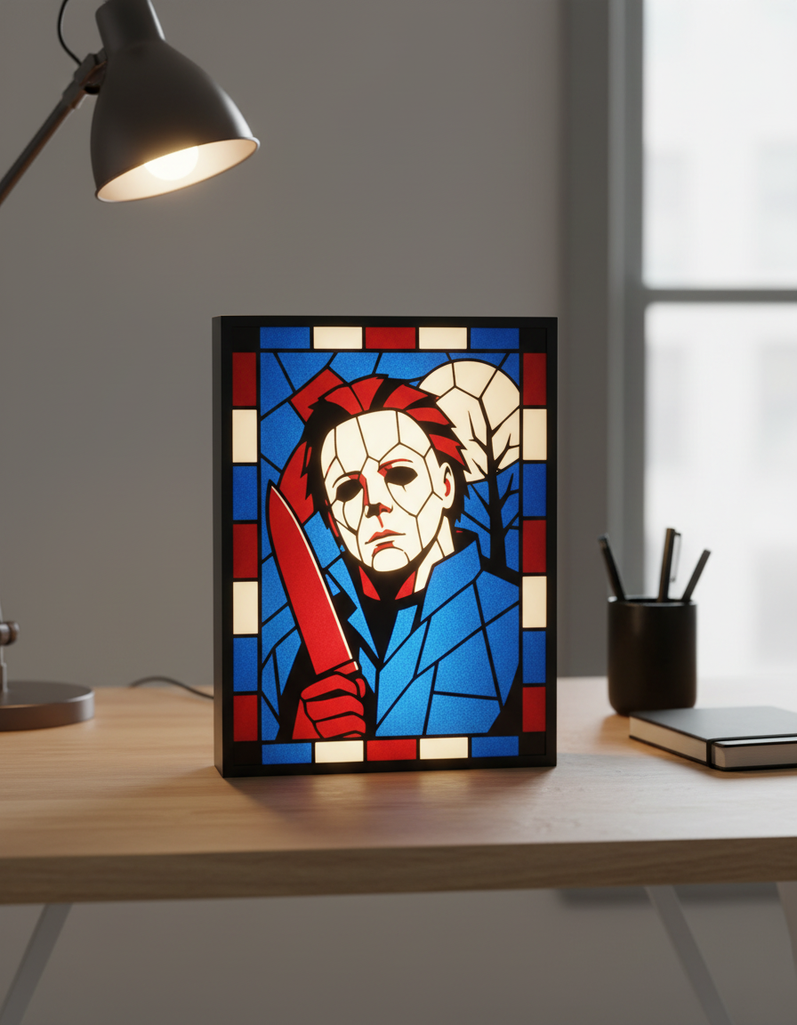 Michael Myers Stained Glass Light Box - 3D Printed Horror Movie Decor