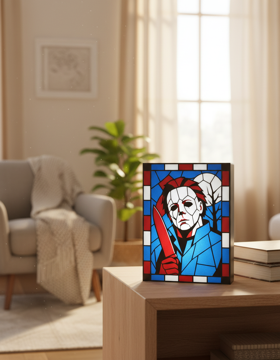 Michael Myers Stained Glass Light Box - 3D Printed Horror Movie Decor